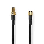 NEDIS - Câble d'antenne - SMA mâle - SMA femelle - Plaqué or - 50 Ohm - Double blindage - 10 m - Rond - PVC - Sachet plastique - Noir