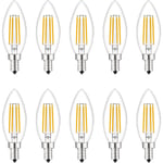 Små skruv i LED-lampor, 10-pack E14-ljuskällor dimbara, glödlampor 40W E14/SES motsvarande, 220V, varmvit 2700K, FanciBuy