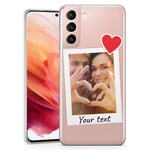TULLUN Personalised Phone Case for Samsung Galaxy A7 (2016) - Clear Hard Plastic Custom Cover Pinned Polaroid Photo Your Own Image Design - Heart Magnet