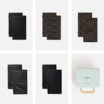 CREATE/STONE STUDIO/Appareil à croque-monsieur Bleu pastel / 5 plaques interchangeables : Grill, Gaufre, Sandwich, Taiyaki et Crêpes, antiadhésif, ouverture à 100º, arrêt automatique, rétro, 800W