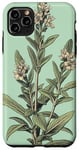 iPhone 11 Pro Max Leaves Botanical Flower Plant Line Art Sage Green Case