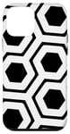 Coque pour iPhone 12 mini Black-White Honeycomb Hexagon Maze Hi-Tech Space Pattern