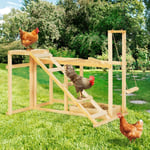 Idmarket - Aire de jeux en bois xxl pour poules avec balançoire perchoir échelle bain de poussière - Bois-clair