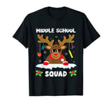 Middle School Squad Reindeer Funny Teacher Christmas Pajamas T-Shirt