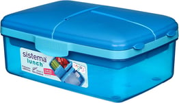Sistema Lunch Slimline Quaddie Box with Water Bottle | 1.5 L, Blue 
