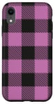 Coque pour iPhone XR Motif à carreaux rose et noir