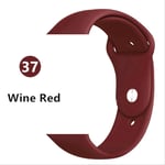 SQWK Strap For Apple Watch Band Silicone Pulseira Bracelet Watchband Apple Watch Iwatch Series 5 4 3 2 38mm or 40mm SM Wine red