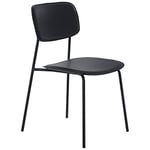 DRW Lot de 4 chaises en PU et métal Noir 43 x 48 x 78 cm, Hauteur Assise 44 cm