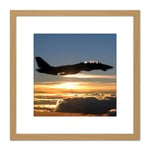 US Navy F14D Tomcat Fighter Jet Silhouette 8X8 Inch Square Wooden Framed Wall Art Print Picture with Mount