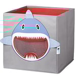 LOVE IT STORE IT - Cube De Rangement - En Tissu Ultra Résistant - Pliable - Renforcement Carton - Pour Chambre Enfant - Compatible Étagère Cube Kallax - 33x33x33cm - Gris Motif Requin