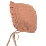 HUTTEliHUT CARRIE baby bonnet UV muslin – marsala - 9-12m