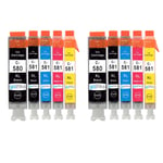 10 Ink Cartridges (5 Set) for Canon PIXMA TS6100, TS6351, TS8151, TS8250, TS9100