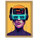 The Gamer Streaming VR Headset Retro Futurist Kids Artwork Framed Wall Art Print A4