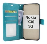 Crazy Horse Wallet Nokia X30 5G (Turkos)