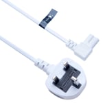 2 Pin Mains Power Lead Fig Figure 8 Right Angle Flat Cable Compatible with Samsung Panasonic JVC Philips LG Sony TV | Canon Pixma HP Brother Printer | 90 Degree Angled UK 3m (White)