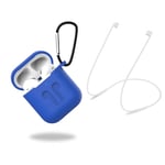 Skyddsfodral i silikon med hörlursband och hänge till Apple Airpods, Blå