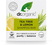Dr Organic Tea Tree & Lemon Shampoo Bar, Purifying, Oily Roots & Scalps, NEW, Pl