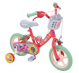 Peppa Pig 12 Inch Kids Bike with Stabilizers Officially Licensed Sturdy Steel Frame Puncture-Proof Tires Rear Calliper Brakes Fully Enclosed Chainguard Adjustable Handlebar and Seat Height Age 3+