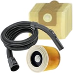 2m Hose + 10 Bags for KARCHER WD3 WD3P WD3.200 WD3.300 WD3.500 WD3.540 WD3.600