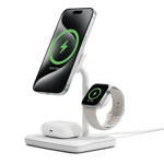 Cygnett ChargeBase 3-i-1 Qi2 Laddningsstation för iPhone, Apple Watch och AirPods Vit