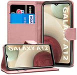KP TECHNOLOGY Galaxy A12 Case, Galaxy A12 Leather Case, Galaxy A12 Book Flip Leather Wallet Cover with Card Slots for Samsung Galaxy A12 [Compatible With Galaxy A12 Screen Protector] (ROSE GOLD)