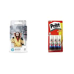 HP W4Z13A 2 x 3 Inch Zink Sticky-Backed Photo Paper, 290 gsm, 20 Sheets, White &Pritt Stick Original Glue Stick - Multi Pack 3 x 22g - Childproof and washable for paper, cardboard and felt