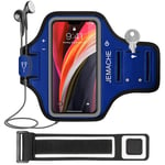 iPhone 13 mini, 12 mini Armband, JEMACHE Gym Workouts Running Arm Band Case for iPhone 13mini,12mini with Card Holder (Navy Blue)