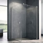 Kermi Raya TOR duschvägg, 80x200 cm, till kombination med duschdörr 1KL, klarglas, höger