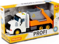 Polesie 86266 Profi motordriven bil, orange för containertransport, ljus, ljud i låda