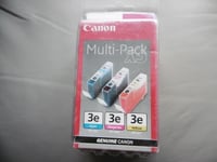 *NEW* CANON MULTI PACK 3 INKS ORIGINAL BCI3ec BCI3eY BCI3eM CYAN YELLOW MAGENTA