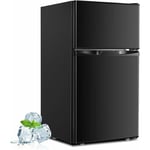 Relax4life - Réfrigérateur 59L Congélateur 28L avec Bac de Légume 2 Bacs sur Porte et 2 Tablettes Verre Amovible, Réfrigérateur 100W 45x48x85cm (Noir)