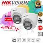 pack of 2 Hikvision 4K ColorVu PoC Fixed Turret 8MP 40 Meter CCTV Camera UK p2p