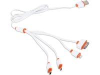 Omega 4In1 Microusb, Miniusb, Iphone4, Apple 30Pin Usb Cable, White-Orange (Ouck4wo)