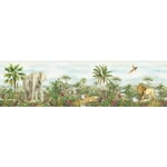 Frise de papier peint adhésive animaux de la jungle - 13.8 x 500 cm de Sanders & Sanders - vert