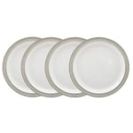 Denby - Elements Medium Light Grey Plates Set of 4 - Dishwasher Microwave Safe Crockery 22cm - Pale Grey, White Ceramic Stoneware Tableware - Chip & Crack Resistant Lunch Plates
