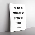 Big Box Art We Are All Stars Typography Canvas Wall Art Print Ready to Hang Picture, 76 x 50 cm (30 x 20 Inch), White, Black