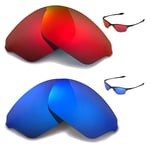 Walleva Polarized Fire Red+Ice Blue Lenses For Oakley Half Wire XL Sunglasses
