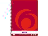 Herlitz 10834117, 80 Ark, Röd, A4, 70 G/M ^, Rutat Papper, Spiralbindning