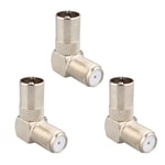 Jopto 3PCS Right Angle TV Aerial Male Coax Plug to F Socket 90 Degree Angled Adaptor Connector Convert Existing Cable to Right Angle Connector for Digital Set Top Box Aerial Cables with Screw-on Ends