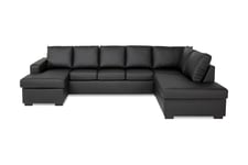 NEW YORK U-soffa XL Divan Vänster Svart Konstläder -