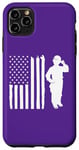 Coque pour iPhone 11 Pro Max Violet Up pour enfants militaires drapeau américain mois