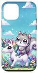 Coque pour iPhone 12 mini Kawaii Squirrel on Unicorn Daydream
