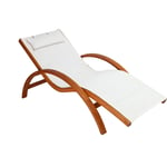MILIBOO Chaise longue bain de soleil blanc cassé et bois massif biarritz - Blanc