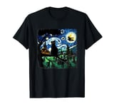 Halloween Black Cat Van Gogh Scary Night Cat Lover Halloween T-Shirt