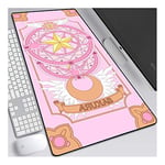 Magic Card Sakura Tapis de Souris XL 900x400mm Hydrorésistant Anime Mouse Pad Grand Tapis de Souris Gamer avec Base en Caoutchouc Anti-Glissant Surface Texturée pour Ordinateur et PC, C
