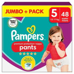 Pampers Premium Protection Nappy Pants, Size 5 (12-17kg) Jumbo+ Pack 48 per pack