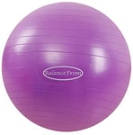 BalanceFrom Ballon d'exercice Anti-éclatement et antidérapant pour Yoga, Fitness, Accouchement avec Pompe Rapide, capacité de 900 kg (48-55 cm, M, Violet)