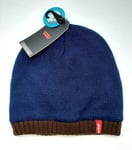 Genuine LEVI'S Navy / Brown *Tab Logo* BEANIE Hat Tags UNISEX FLEECE LINED