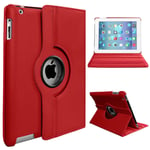 For Apple iPad Air 2/2nd Generation 2014 A1566 A1567 360 Degree Swivel Stand Smart Protective Cover(Red)
