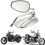 2pcs Motorcycle Oval Chrome Rear View Glass Mirror For Ducati Kt Silver